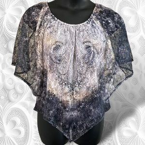 Live and Let Live Grey/White/Black/Cream Lace Poncho-Style Overlay w/ Underlay